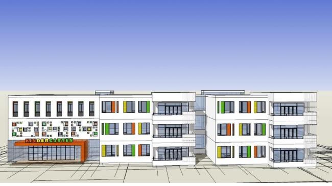 Sketchup学校模型|多层幼儿园学校，教育建筑，现代风格