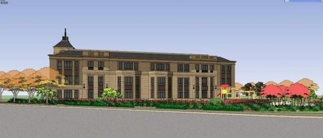 Sketchup学校模型|多层幼儿园学校，简欧，新古典风格，教育建筑