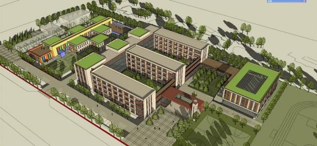 Sketchup学校模型|多层小学，幼儿园学校，教育建筑，现代风格