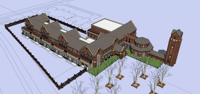 Sketchup学校模型|多层幼儿园学校，教育建筑，英式古典风格