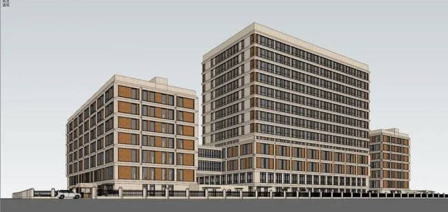 Sketchup医院模型|多层高层混合医院，现代风格，医疗建筑