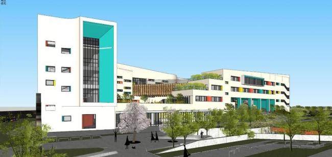 Sketchup学校模型|多层幼儿园学校，教育建筑，现代风格