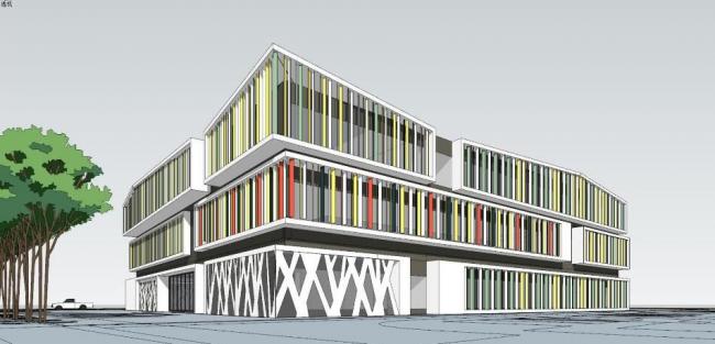 Sketchup学校模型|多层幼儿园学校，教育建筑，现代风格