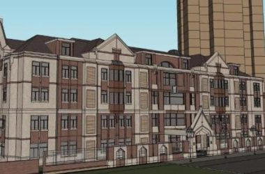 Sketchup学校模型|多层幼儿园学校，教育建筑，古典风格-BIM建筑网