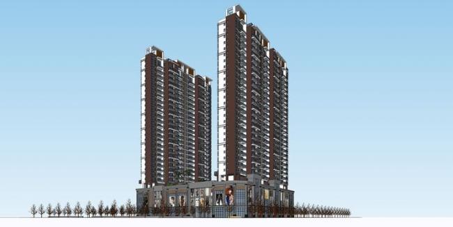 Sketchup住宅模型|高层商住楼，住宅小区，居住建筑，现代风格
