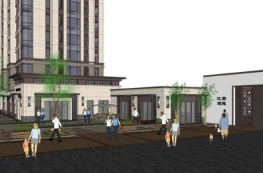 Sketchup住宅模型|高层住宅，底层商业，沿街商业，欧式风格-BIM建筑网