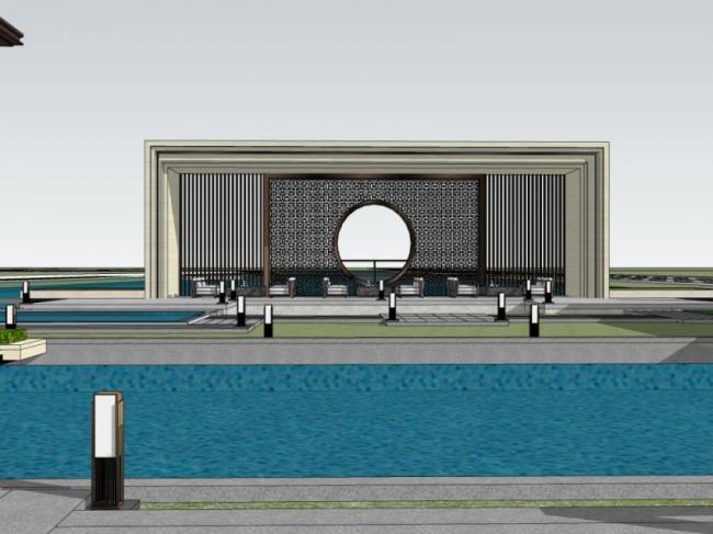 Sketchup商业模型|多层会所，商业建筑，中式风格