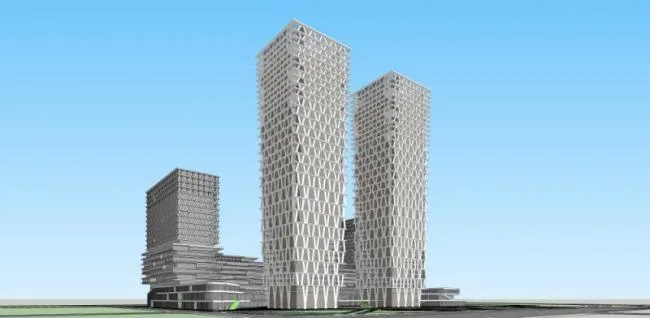 Sketchup综合体模型|超高层商业综合体，高层办公，现代风格