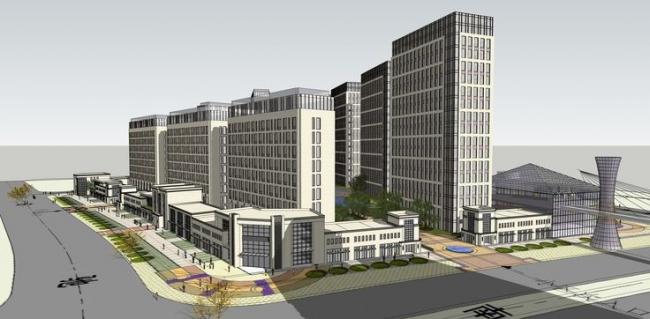 Sketchup住宅模型|高层住宅，底层商业，居住建筑，现代风格