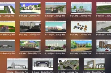 Sketchup素材模型|200个SU小区大门模型，素材组件-BIM建筑网