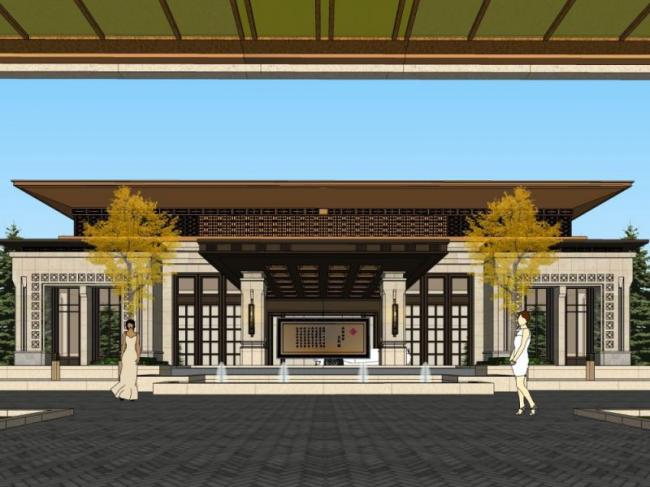 Sketchup商业模型|多层商业会所，新中式风格