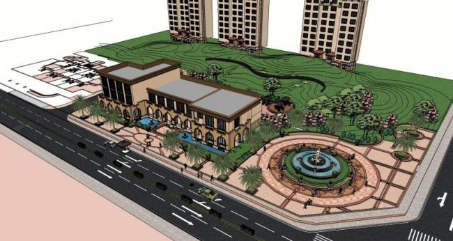 Sketchup景观模型|售楼部景观，欧式古典风格