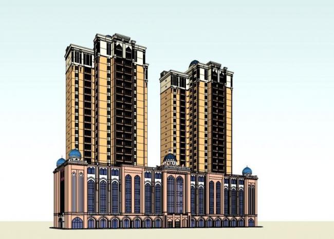 Sketchup住宅模型|高层住宅，古典风格，居住建筑