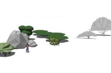 Sketchup素材模型|2D水彩树，植物树，景观树，手绘树，景观素材组件-BIM建筑网