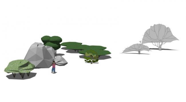 Sketchup素材模型|2D水彩树，植物树，景观树，手绘树，景观素材组件