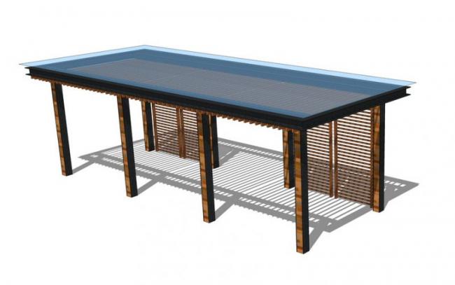 Sketchup素材模型|现代廊架，素材组件