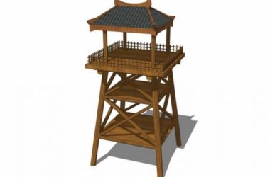 Sketchup素材模型|观景平台，景观塔，中式风格，素材组件-BIM建筑网
