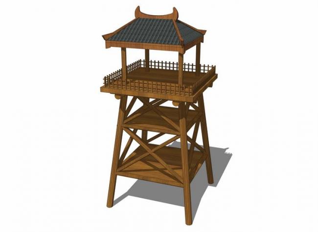 Sketchup素材模型|观景平台，景观塔，中式风格，素材组件