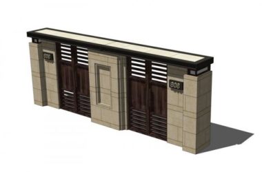 Sketchup素材模型|入口大门，门头，中式风格，素材组件-BIM建筑网