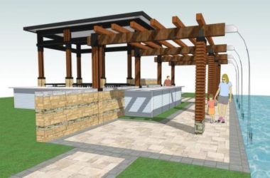 Sketchup素材模型|跌水廊架，现代风格，景观素材组件-BIM建筑网