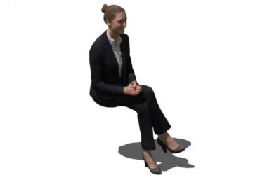 Sketchup素材模型|坐着的女人物，景观素材组件-BIM建筑网
