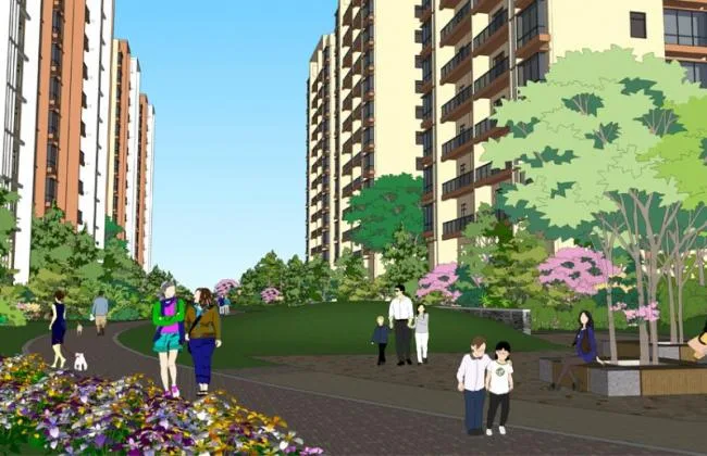 Sketchup景观模型|住宅小区景观，现代风格