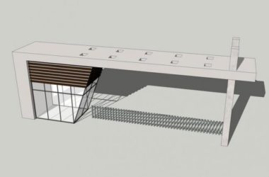 Sketchup素材模型|学校入口大门，现代风格，景观素材组件-BIM建筑网