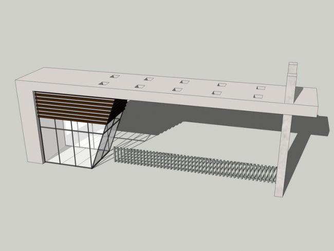 Sketchup素材模型|学校入口大门，现代风格，景观素材组件
