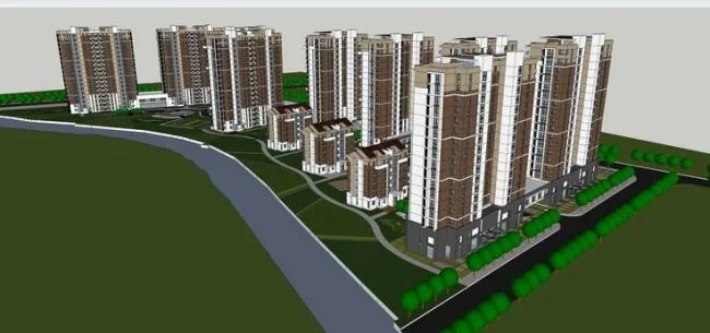 Sketchup住宅模型|高层住宅小区，居住建筑，现代风格