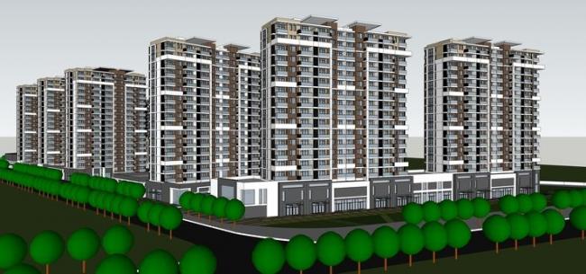 Sketchup住宅模型|高层住宅小区，居住建筑，现代风格