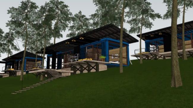 Sketchup住宅模型|集装箱住宅，现代风格