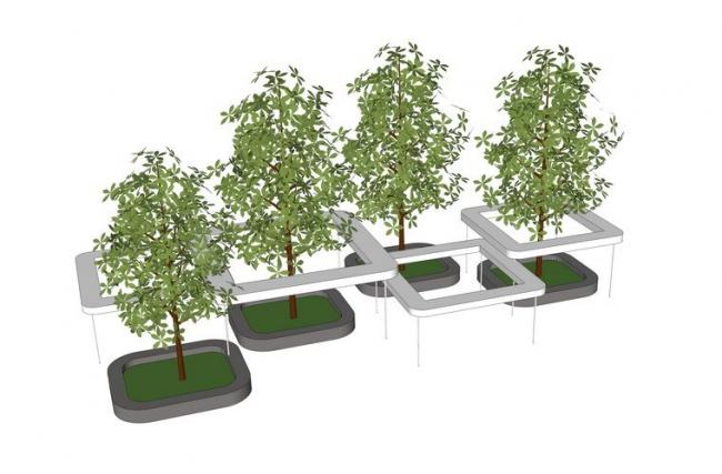 Sketchup素材模型|现代树池，景观素材组件