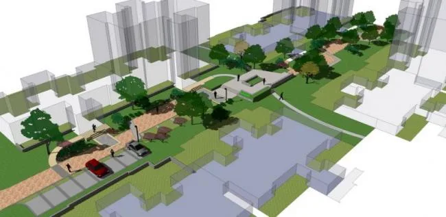 Sketchup景观模型|小区广场景观，现代风格