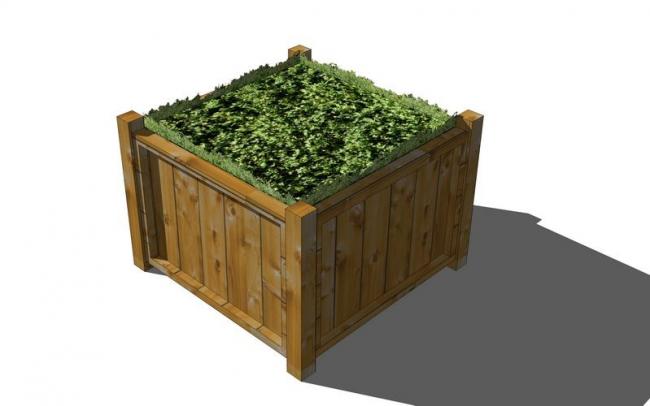 Sketchup素材模型|木树池景观素材组件