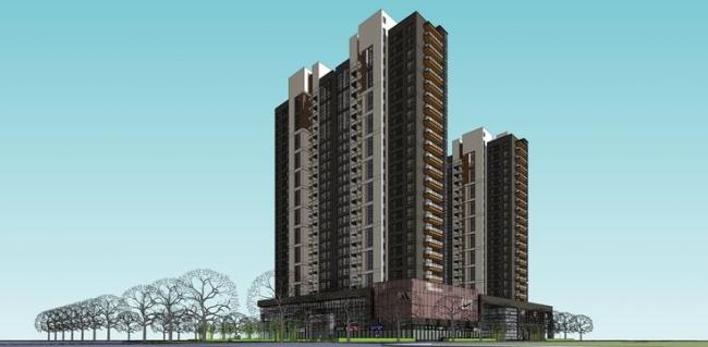 Sketchup住宅模型|高层住宅商住楼，底层商业，居住建筑，现代风格