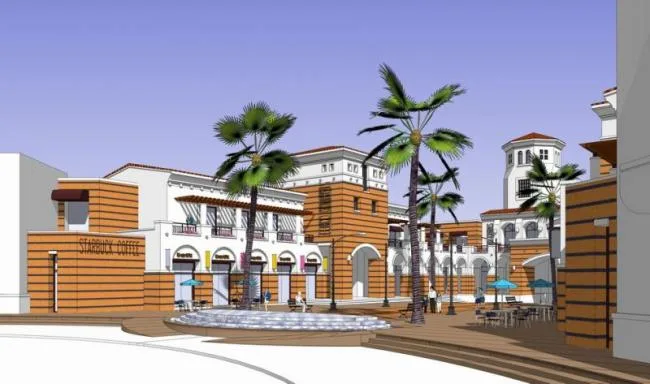 Sketchup商业模型|多层沿街商业，西班牙古典风格