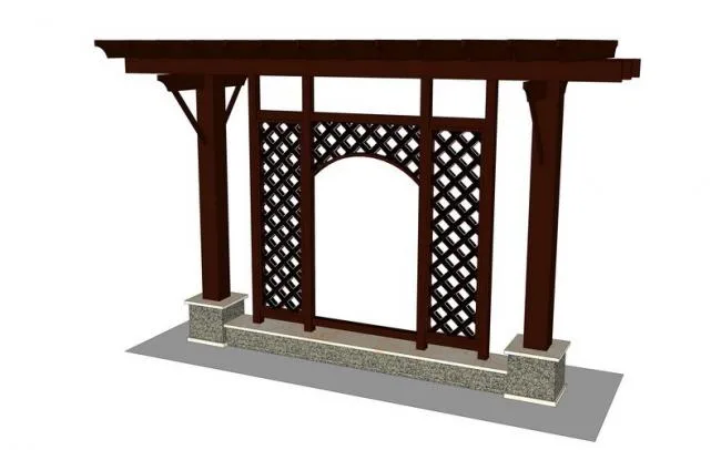 Sketchup素材模型|景墙，花钵，现代风格，素材组件