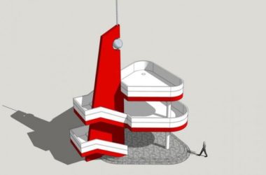 Sketchup素材模型|现代风格景观塔观景台，景观素材组件-BIM建筑网