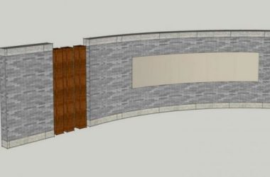 Sketchup素材模型|现代弧形景墙景观素材组件-BIM建筑网