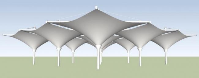 Sketchup景观模型|张拉膜景观素材组件