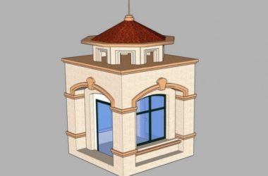 Sketchup小品模型|欧式保安亭保安室门卫岗亭素材组件，古典小品-BIM建筑网