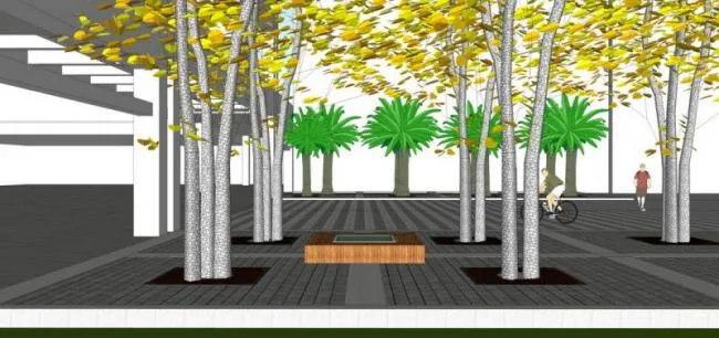 Sketchup景观模型|小区入口景观，现代风格
