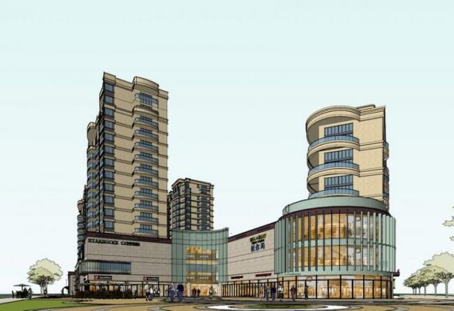 Sketchup住宅模型|高层住宅，底层商业，街角小商场，新古典风格，居住建筑