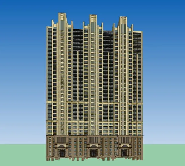 Sketchup住宅模型|高层住宅，居住建筑，新古典风格
