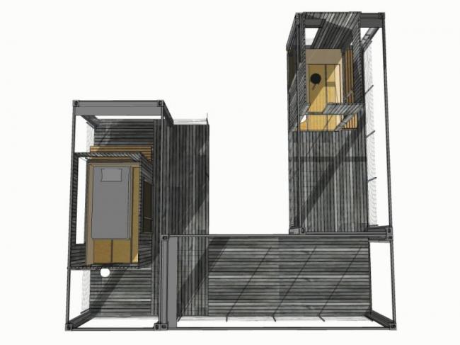 Sketchup住宅模型|集装箱住宅，现代风格，居住建筑