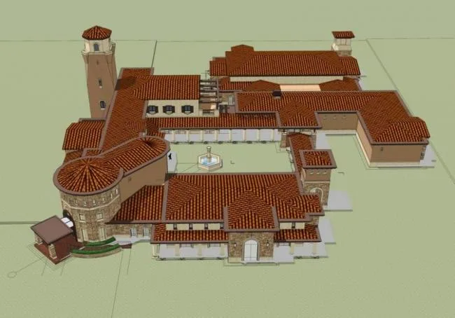 Sketchup商业模型|多层会所，商业建筑，西班牙风格，古典风格