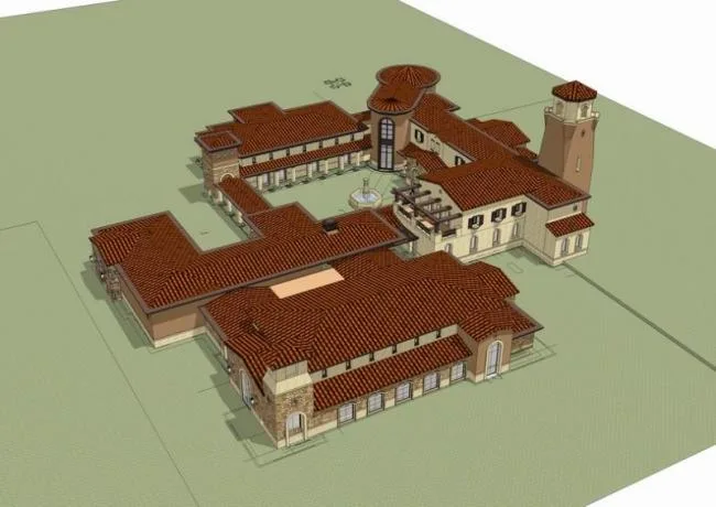 Sketchup商业模型|多层会所，商业建筑，西班牙风格，古典风格