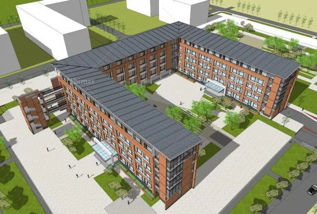 Sketchup学校模型|多层学校教学楼，教育建筑，U型，现代风格