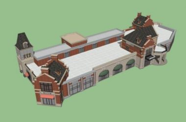 Sketchup商业模型|多层沿街商业，英式古典风格-BIM建筑网