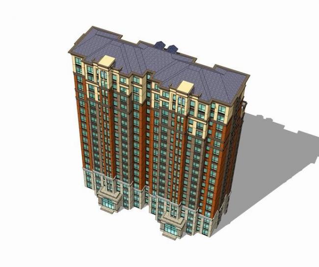 Sketchup住宅模型|高层住宅，居住建筑，法式古典风格